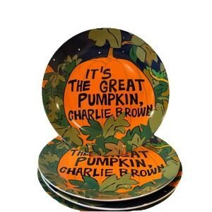 PEANUTS CHARLIE BROWN 2025 THE GREAT PUMPKIN HALLOWEEN DINNER PLATES SET OF 4
